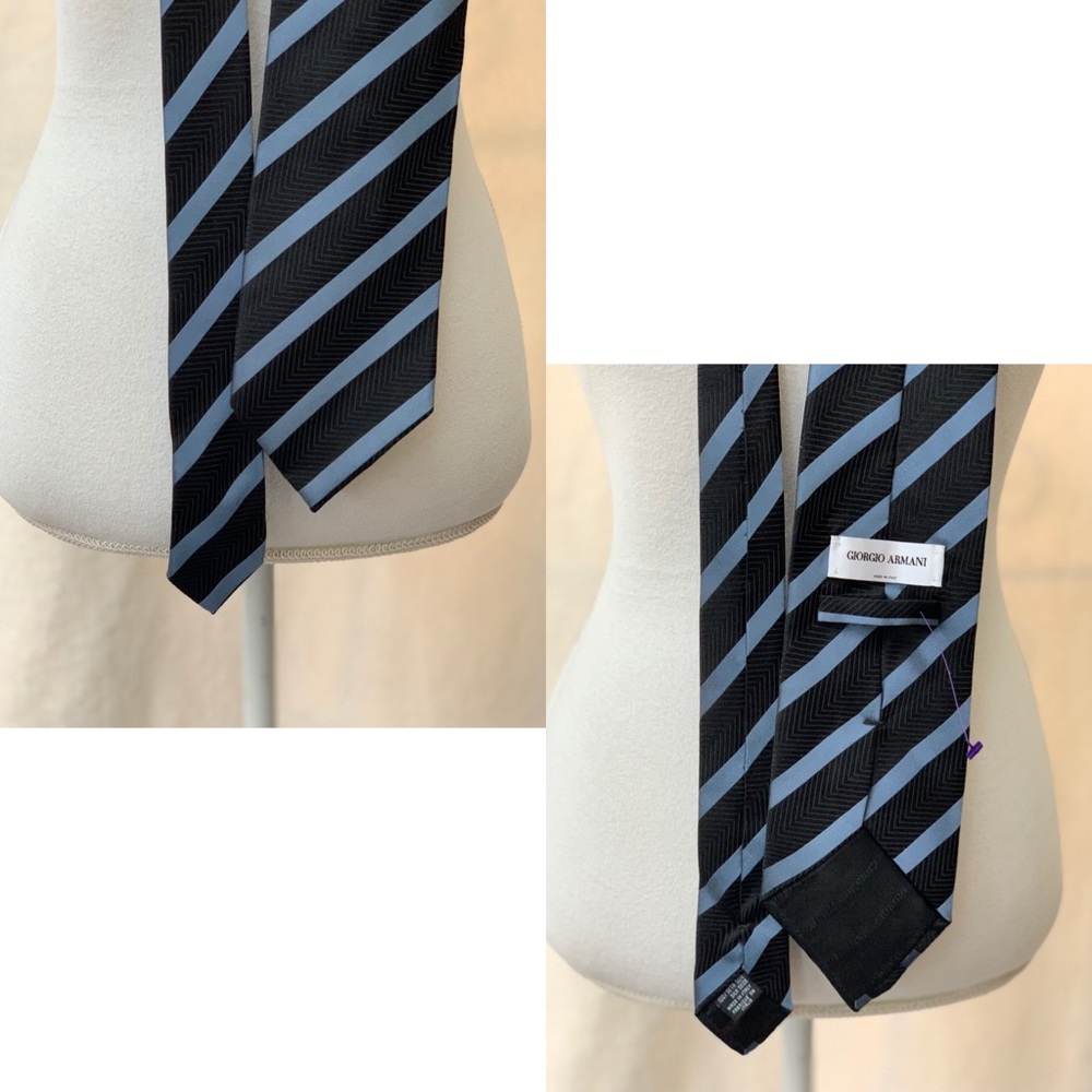 SOLD ‼️GIORGIO ARMANI 💙Classic Striped Tie in - Picture 6 of 6